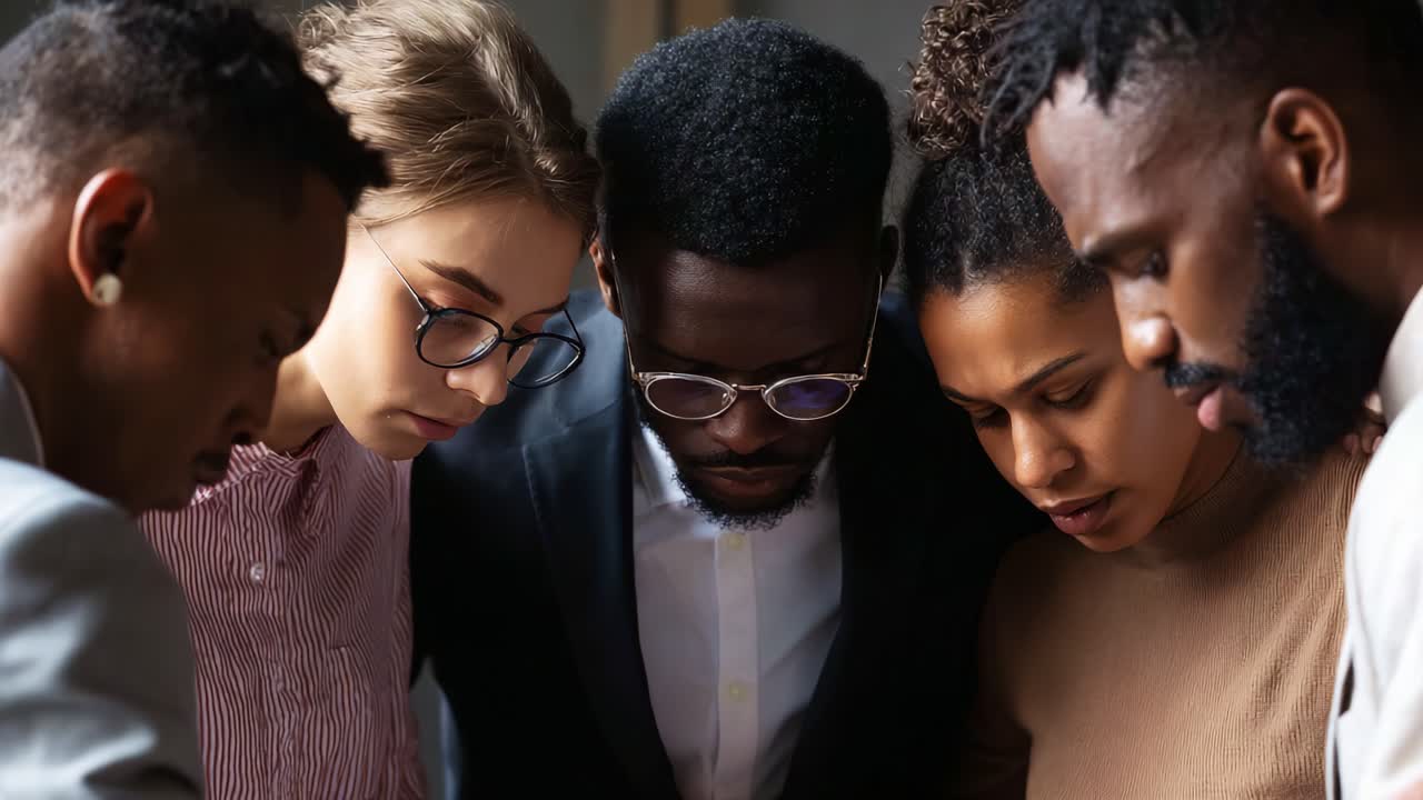 A Group of Diverse Individuals Engaged in Deep Concentration and Collaboration, Focusing Intently on a Common Task, Displaying Unity and Teamwork in a Professional Setting