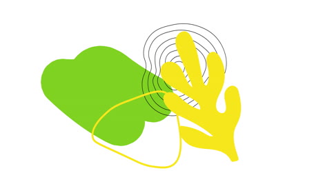 animación de formas y líneas vibrantes abstractas verdes y amarillas que se mueven sobre un fondo blanco