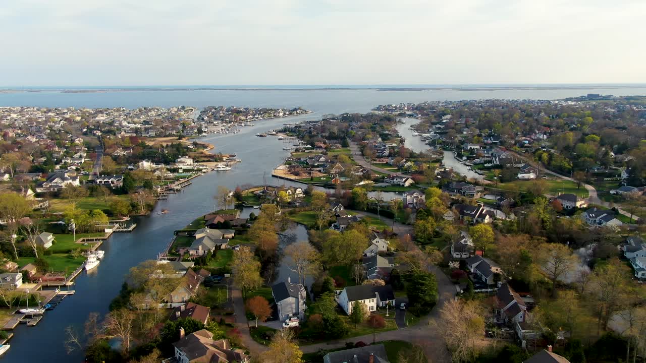 Long Island West Babylon township with view of Carlls River and Great South Bay