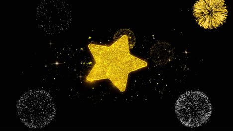 star icon on glitter golden particles effect firework object shape text design element symbol 4k