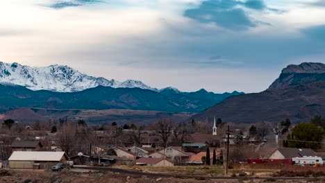 Panoramic-time-Lapse-of-La-Verkin,-Utah-in-winter