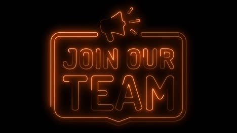 'unirse a nuestro equipo' con líneas de frontera de neón animación de título. animación de bucle sin costuras. 4k tipografía gráfico de movimiento.