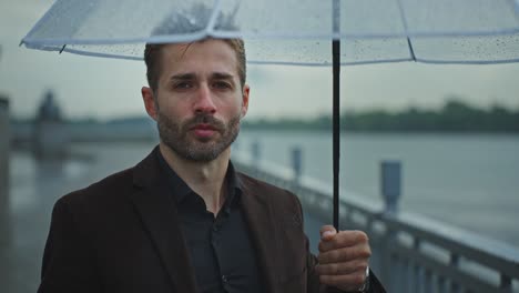 man with umbrella in the rain