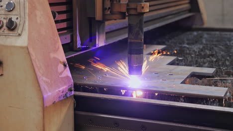 plasma cutting machine cutting metal medium shot