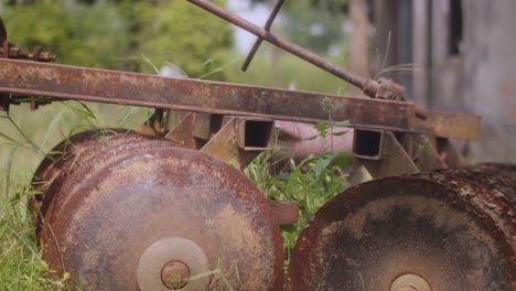 tractor old rusted plough for refurbishment