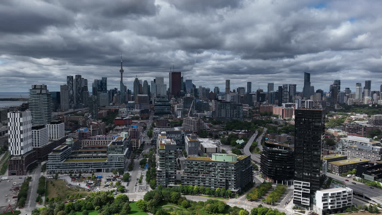 다운타운 토론토 캐나다 스카이 라인 공중 여름 시간