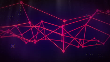 red geometric network animation over dark background with glowing nodes