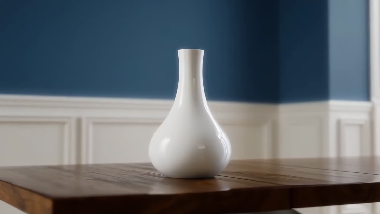 Elegant White Vase on a Wooden Table