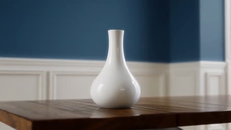 elegant white vase on a wooden table