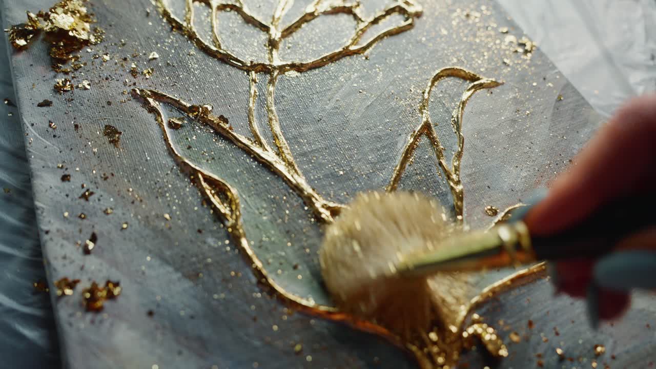 Gold Leaf Tulip Painting