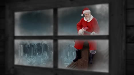 Santa-Claus-seen-through-window-4k