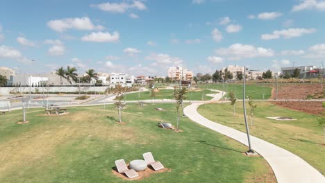 playground in the morning at southern district city in israel named by netivot