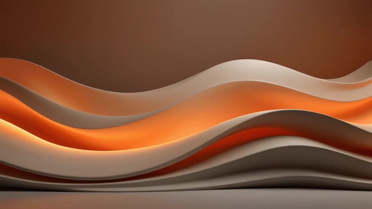 Abstract 3D Background with Flowing Orange and Beige Waves