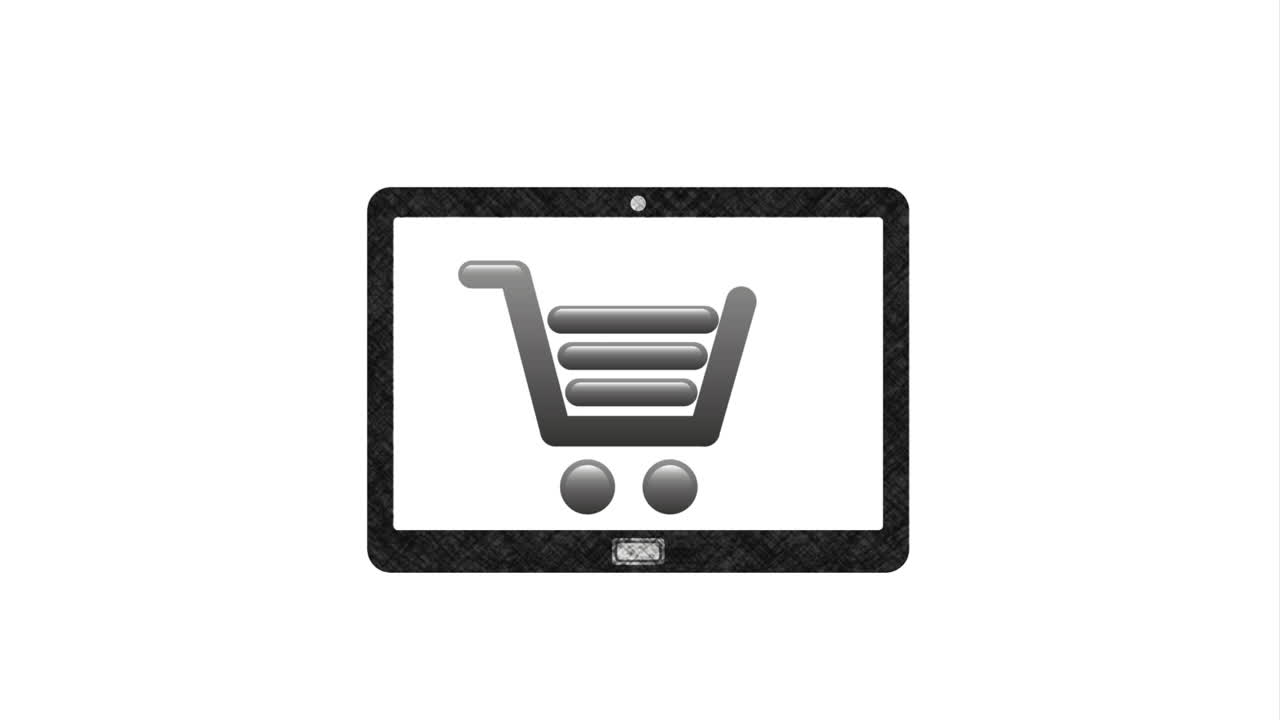 tableta con el icono del carrito de compras