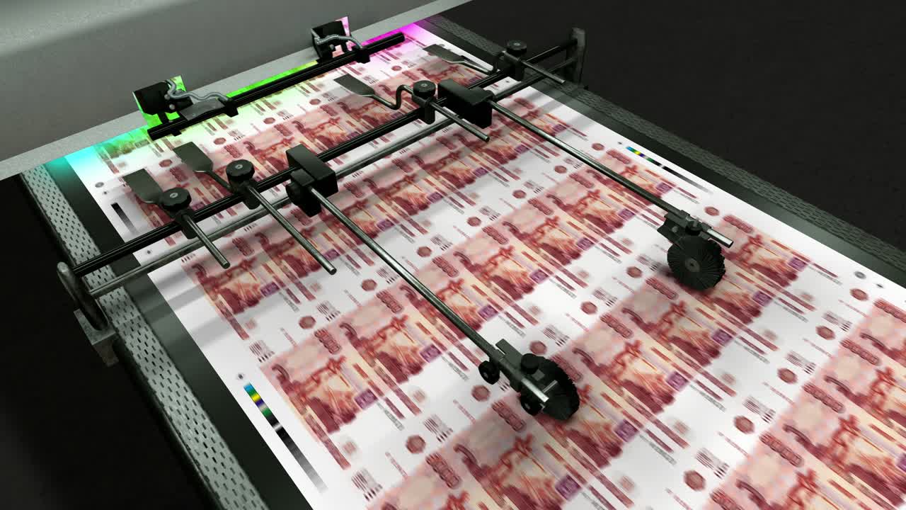 루프 가능한 러시아 화폐 - 5000 러시아 루블 - 인쇄 돈 - 4k