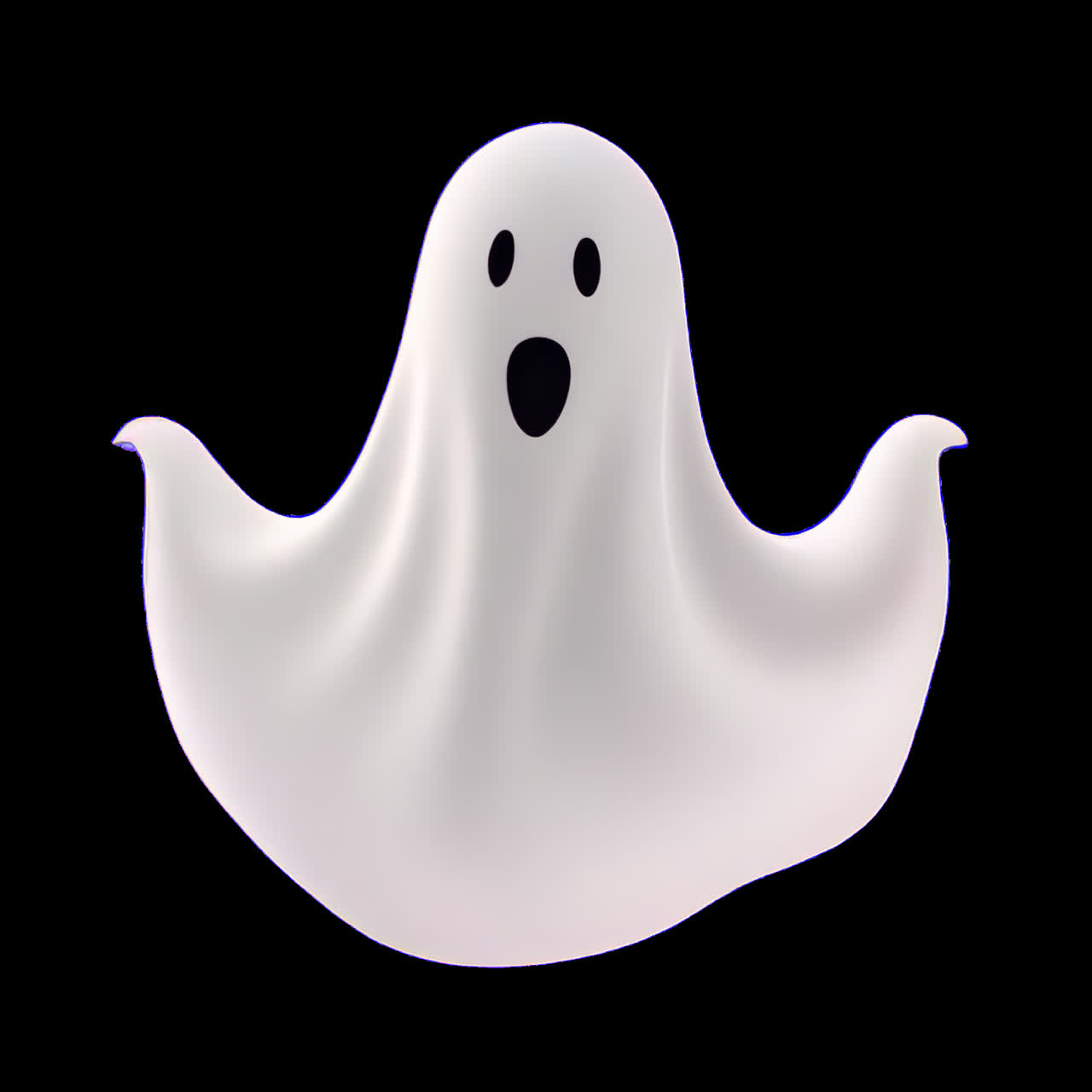 Floating ghost with surprised expression animation isolated asset, transparent 4K video, alpha