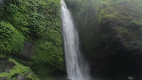 Natural-jungle-waterfall,-lush-green-exotic-forest-with-lots-of-water