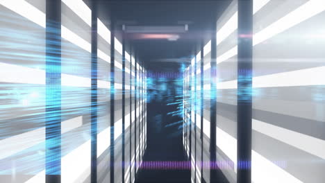 animación del procesamiento de datos a través de servidores informáticos
