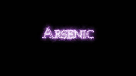 arsenic, chemical element, written with fire. loop