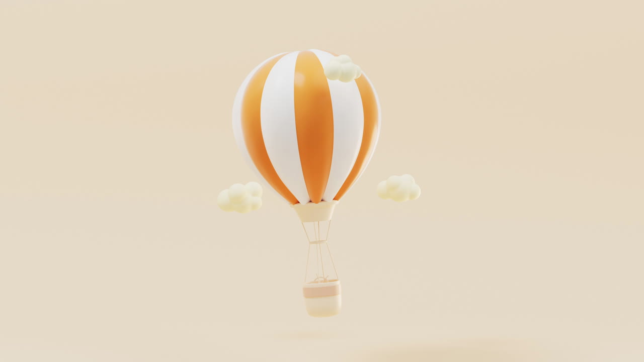 animación en bucle de un globo de aire caliente de dibujos animados, renderización en 3d.