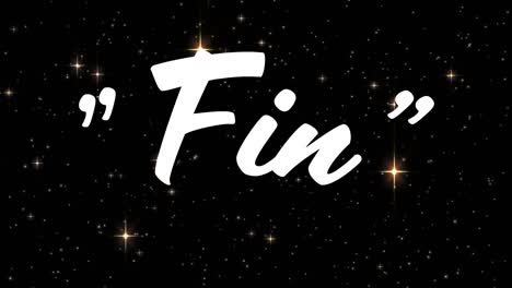 animación del texto de la aleta, sobre estrellas brillantes sobre un fondo negro