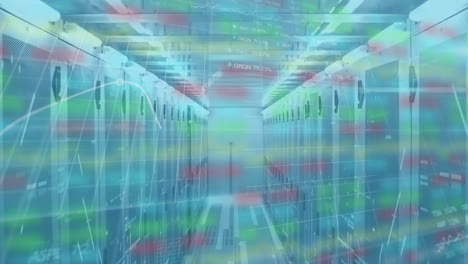 animation of statistics with data processing over an empty locker room