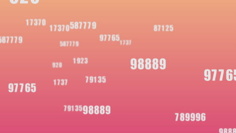 Animation of numbers changing data processing on pink background