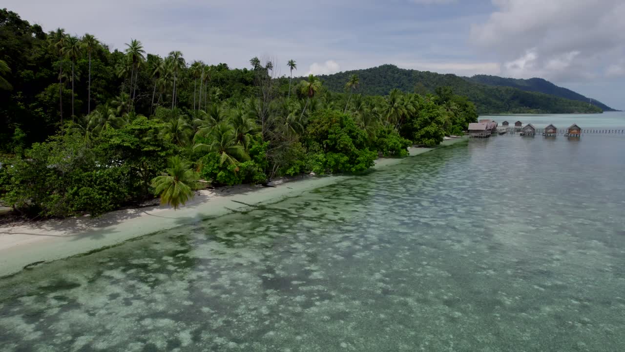 raja ampat aerial de la playa y el arrecife en un día caluroso y soleado