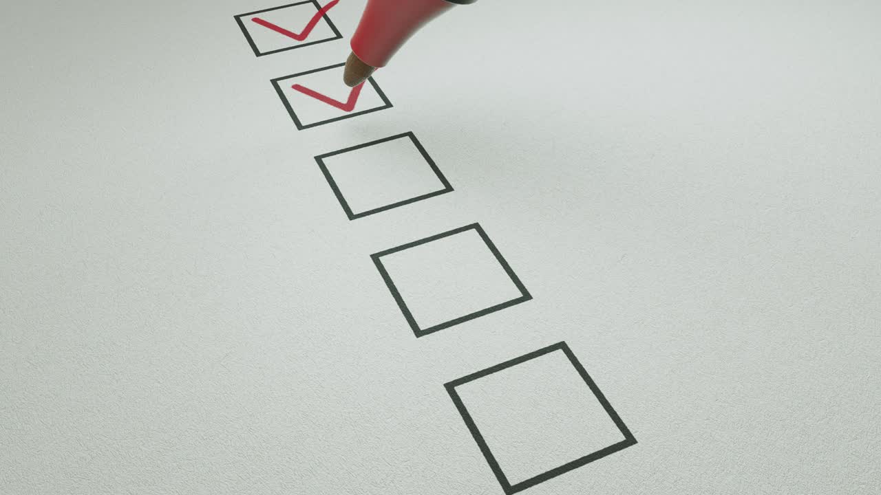 bolígrafo marcando las cajas encuesta voto examen bucle stock video