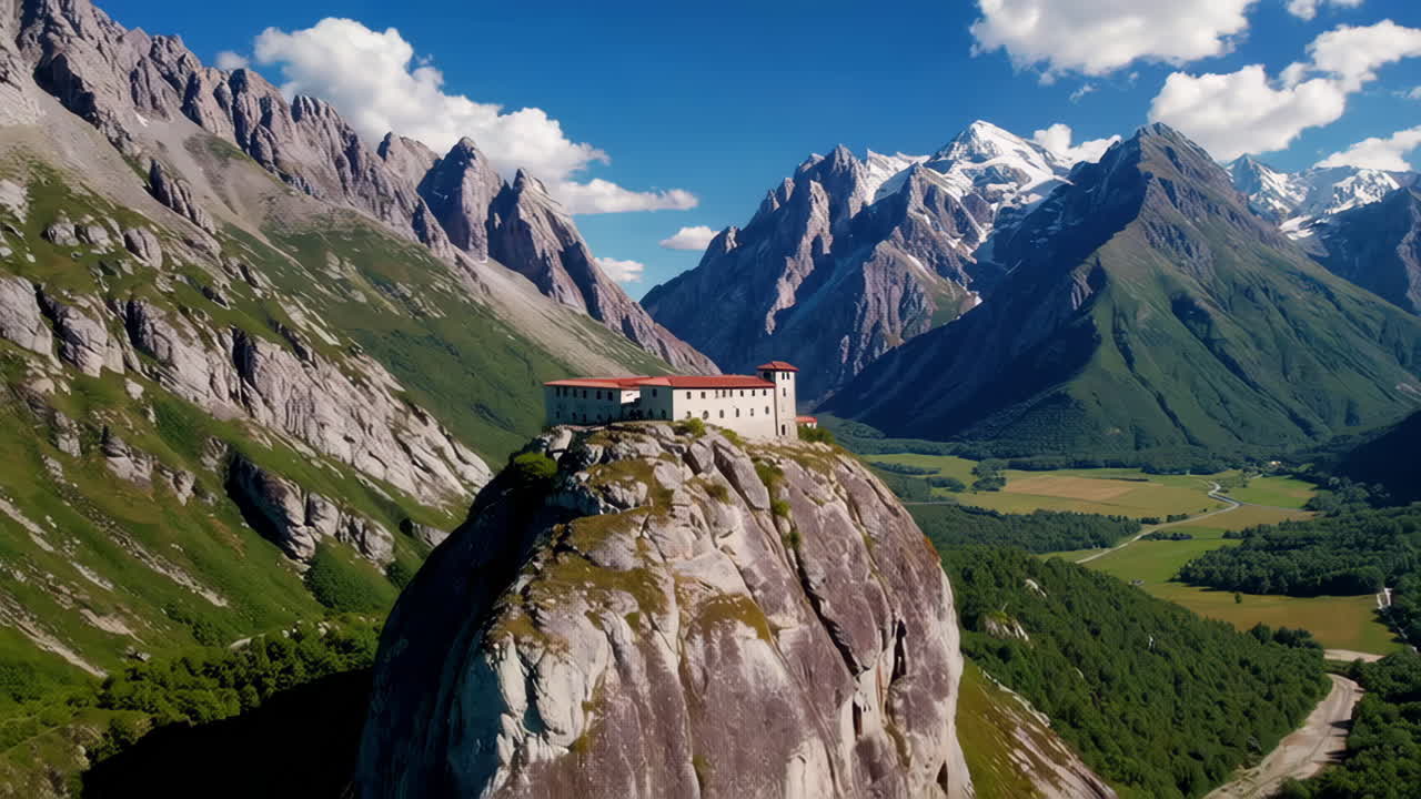 Mountain Monastery Aerial View