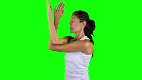 woman doing yoga green screen 04