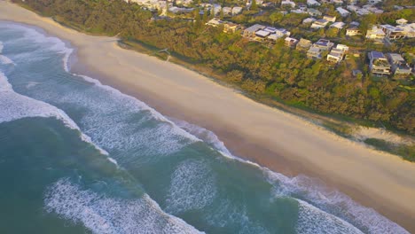 aerial view of sunshine beach park on a sunny morning in the shire of noosa, qld, australia