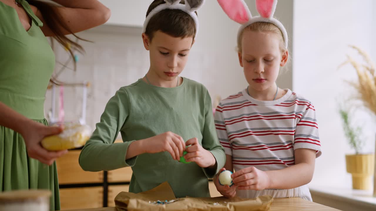Children Decorating Easter Eggs