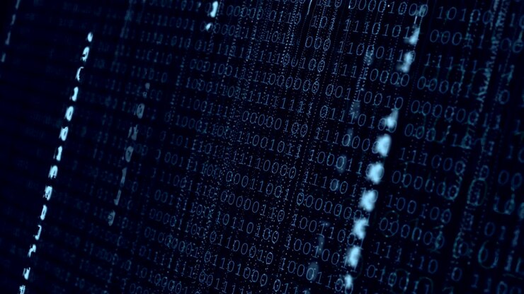 Blue Binary Computer Code Background.