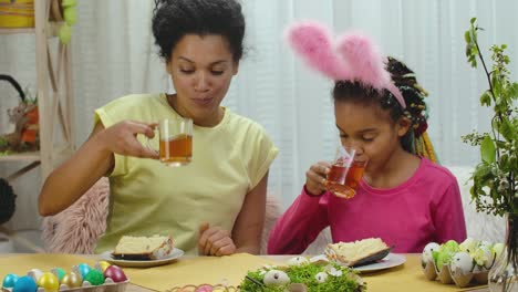 mother and daughter enjoying an easter brunch