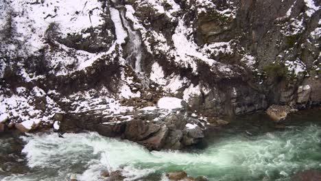 River-Falls-And-Downstream-In-The-Mountains-Of-Boise-National-Forest,-Idaho-USA