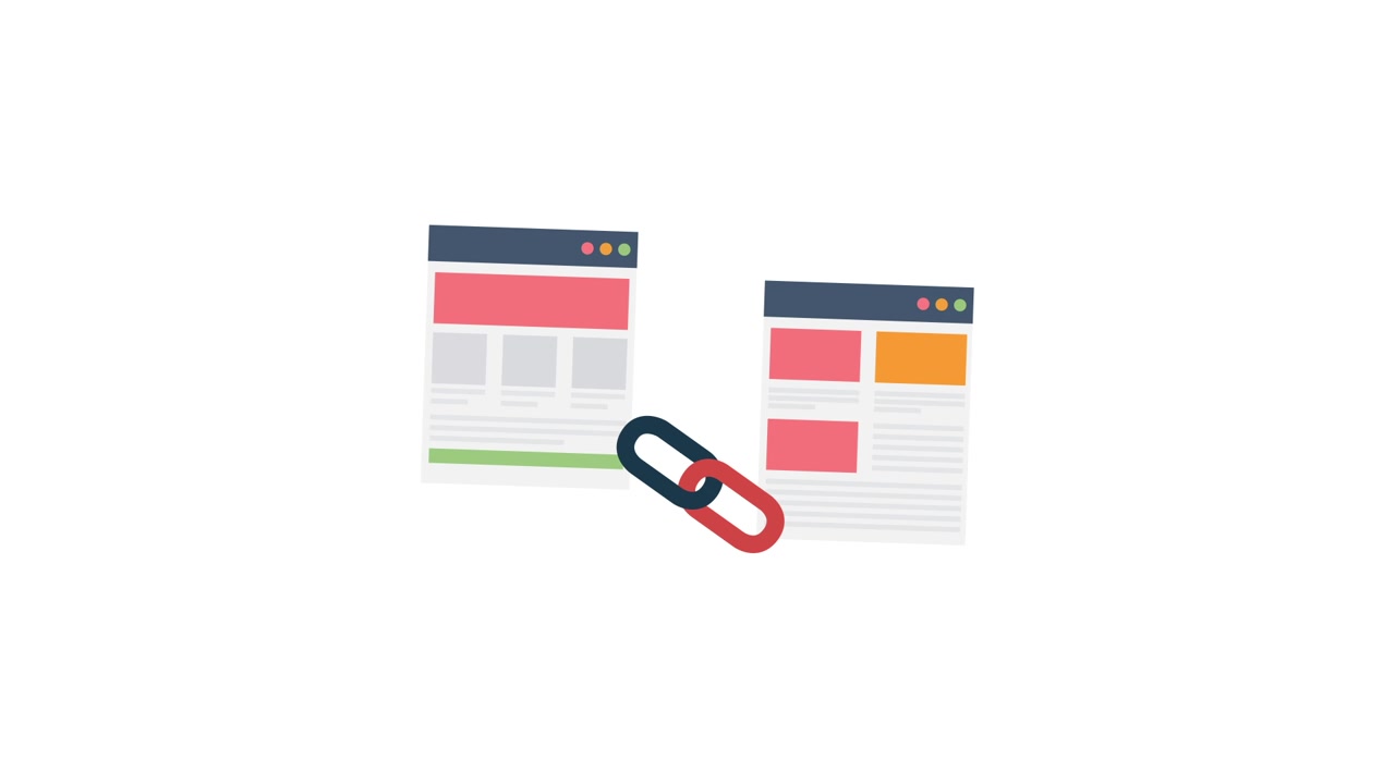 Animated Icon of Two Web Pages Connected by a Link