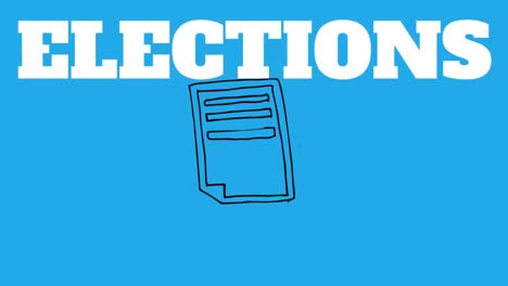 animation of elections text over icon on blue background