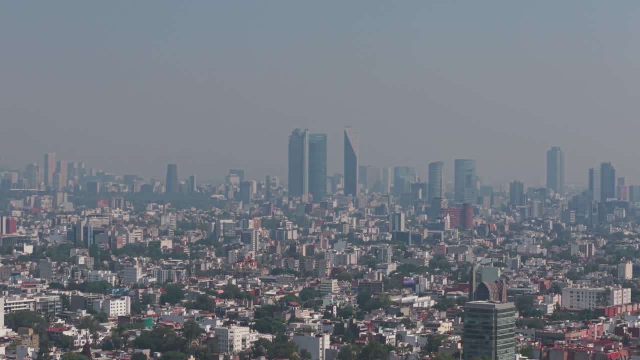 Overhead shot of Mexico City on a contaminated morning