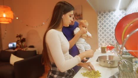 family preparing a meal together