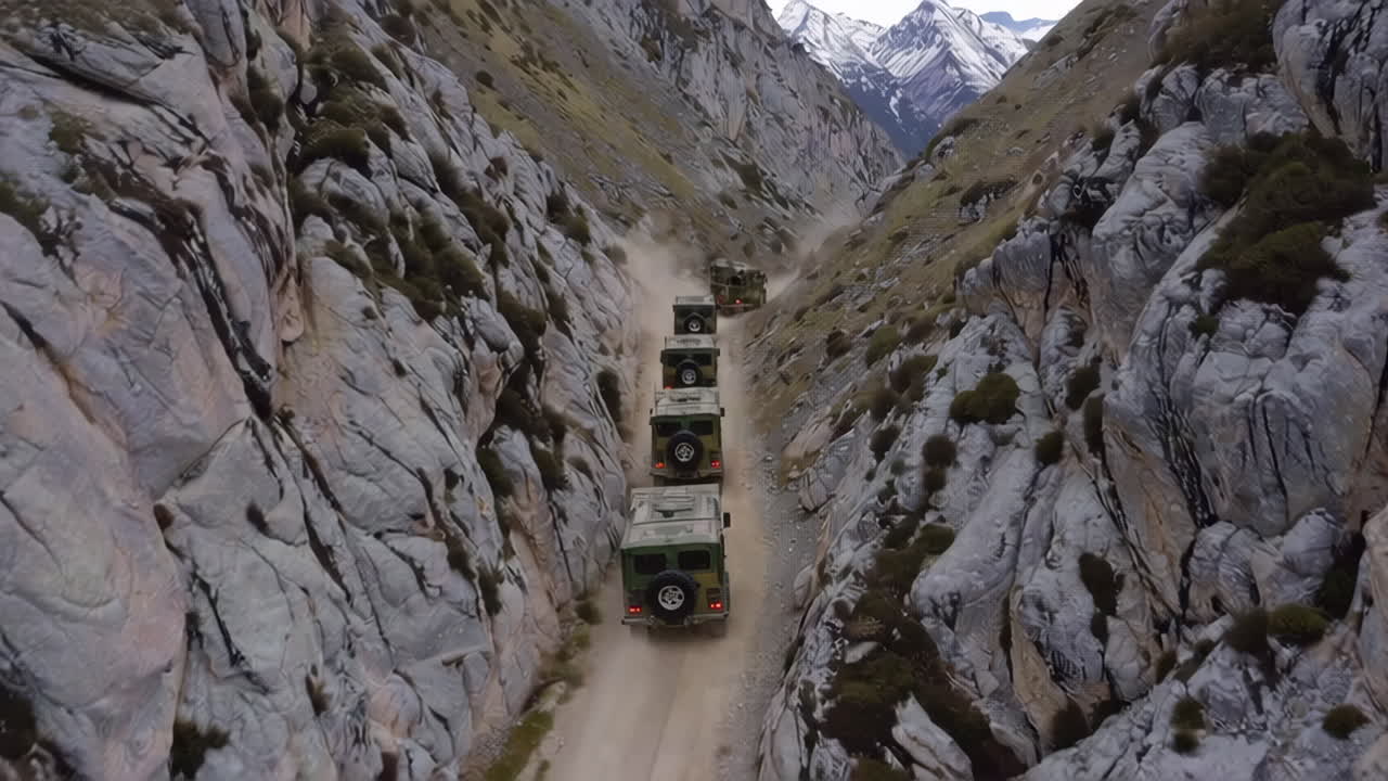 Military Convoy in a Mountain Valley