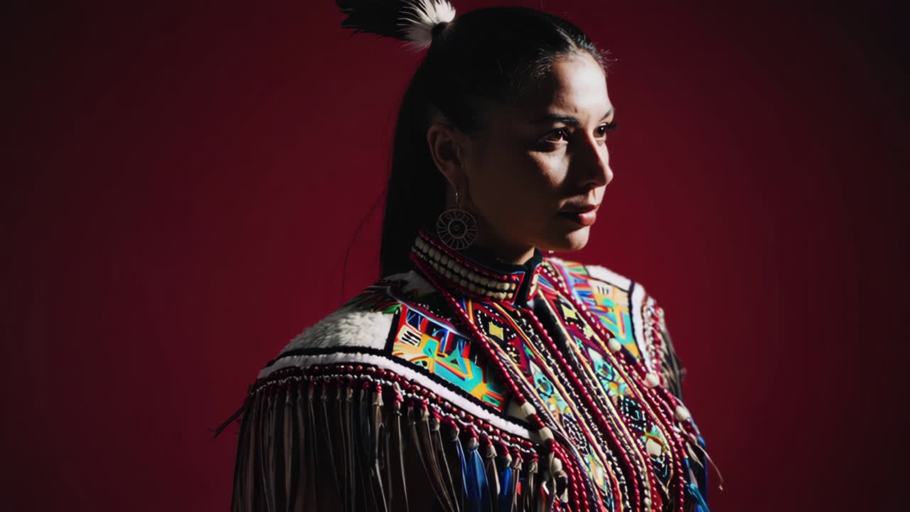 Portrait of an Indigenous Woman in Traditional Regalia