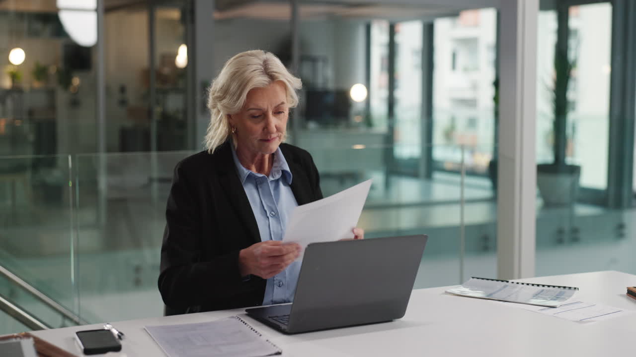 A businesswoman working in an office