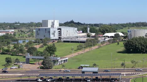 close-up view of parque del conocimiento in posadas, misiones, argentina, bustling with activity on a vibrant, busy day.