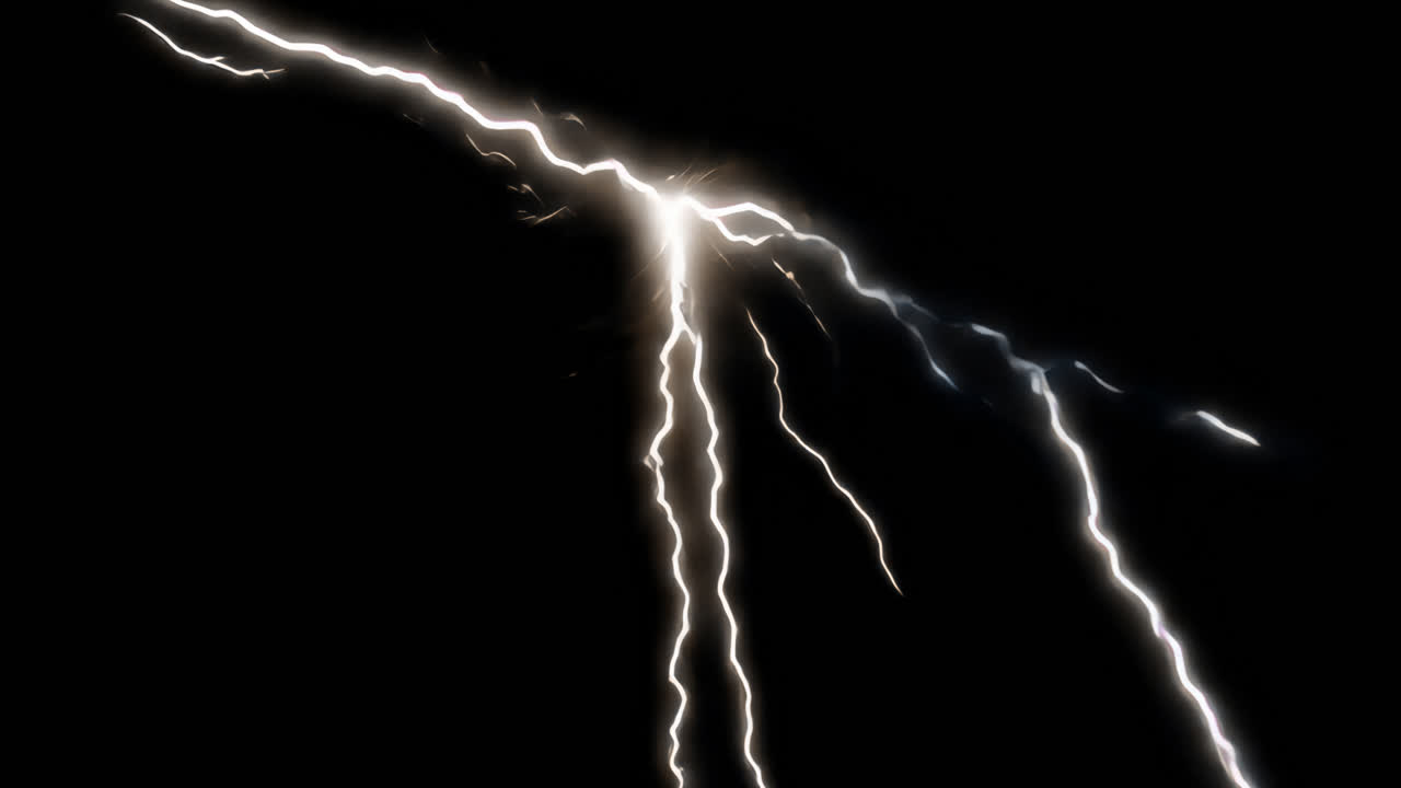 Superposición animada de un rayo impactante de noche, video 4K transparente, canal alfa, ProRes 4444
