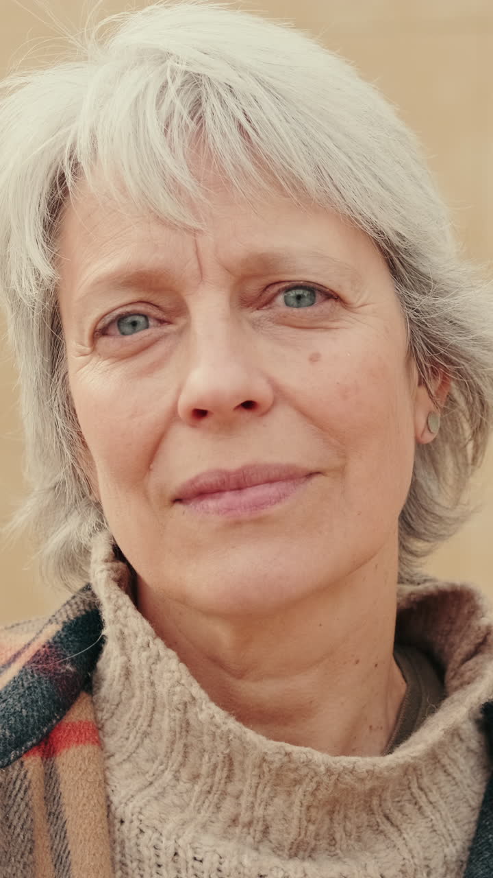 Close-up Portrait of a Senior Woman with Grey Hair