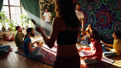 group music session in a cozy living room