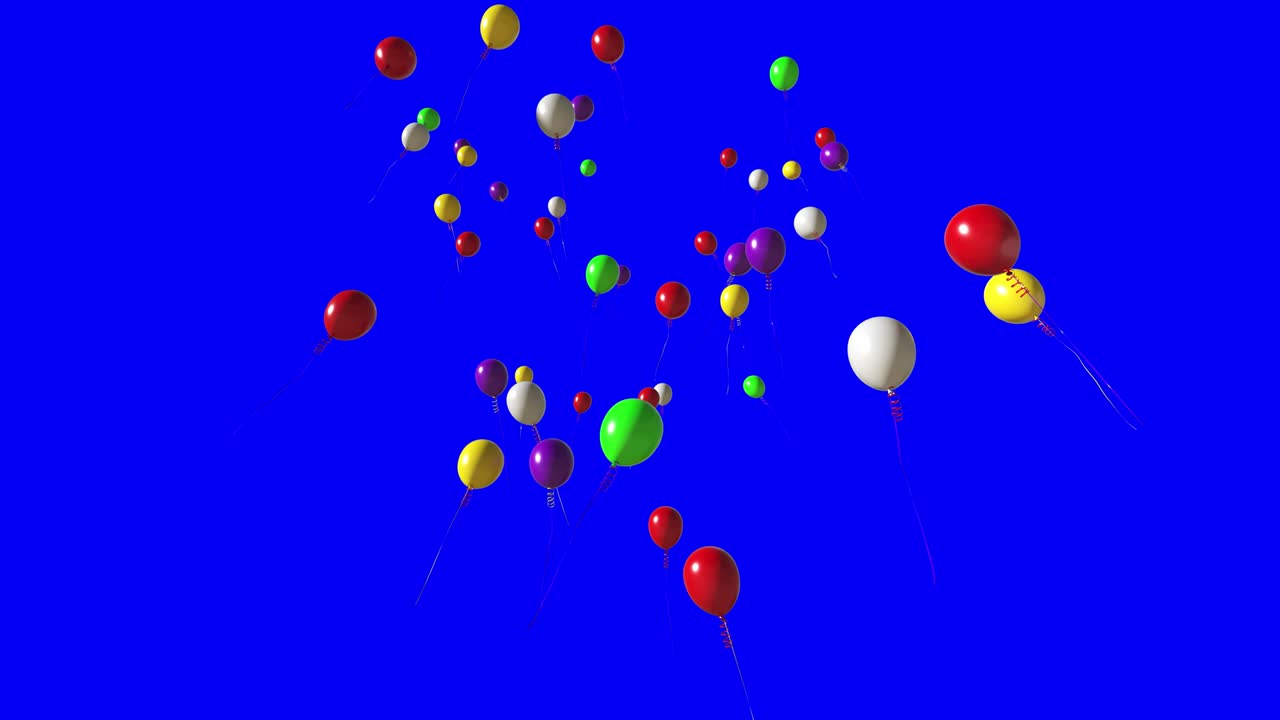 volando globos durante las vacaciones en una pantalla azul para teclado.