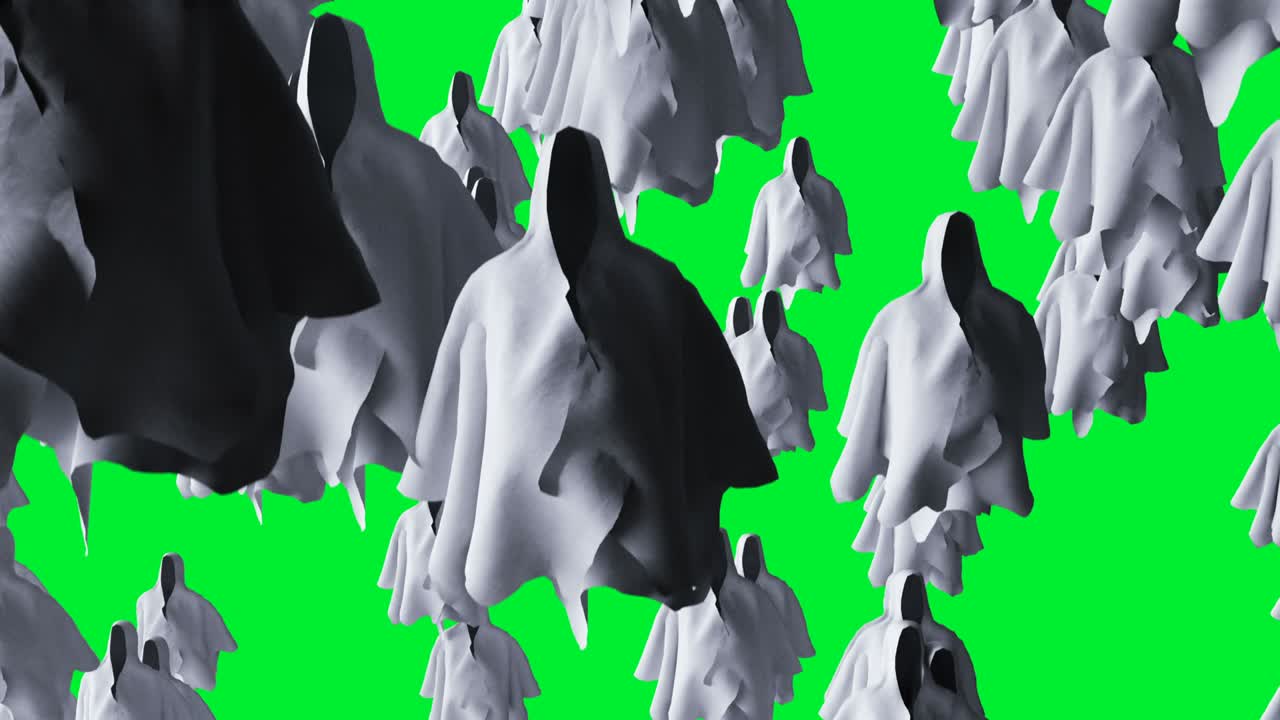el misterio del miedo a la animación de fantasmas. la sudadera dinámica. el aislamiento. la animación realista de pantalla verde 4k.