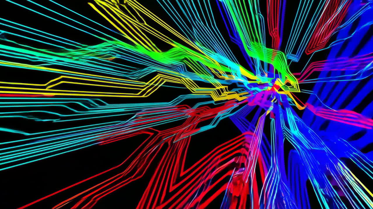 líneas de colores abstractos sobre fondo negro